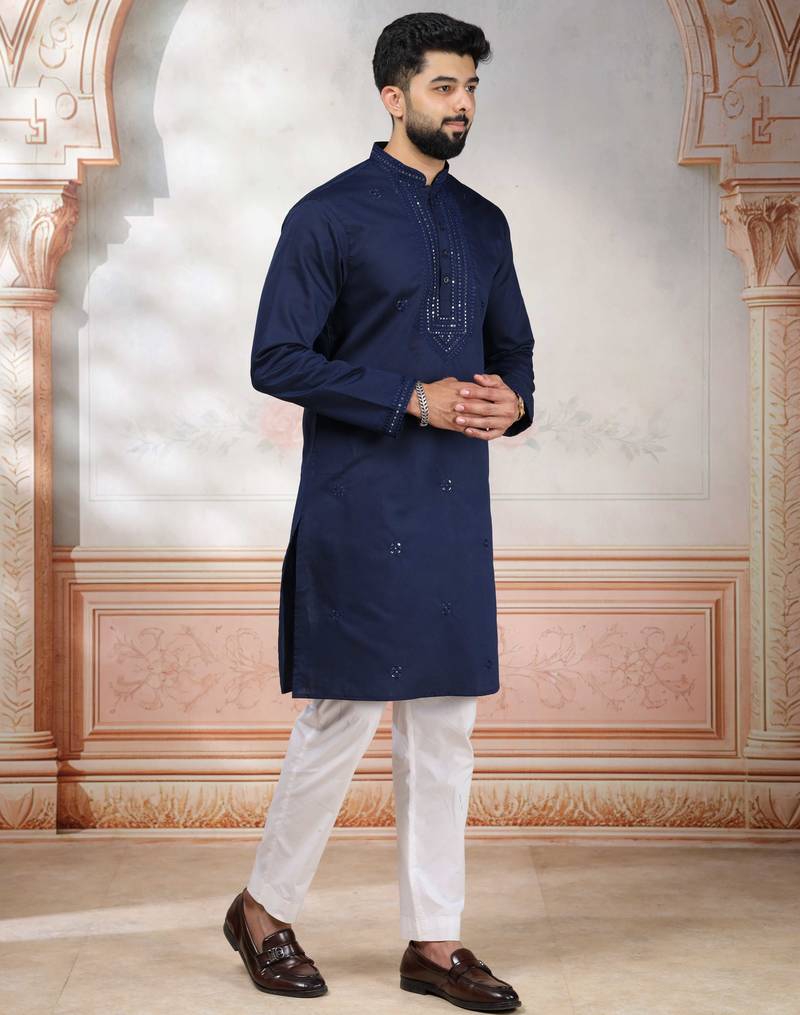 Blue embroidered kurta payjama
