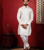 White embroidered kurta payjama