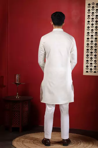 White embroidered kurta payjama
