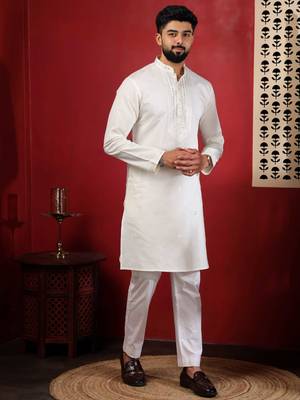 White embroidered kurta payjama 5