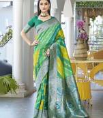 Leheriya Woven Design Zari Border Banarasi Silk Saree