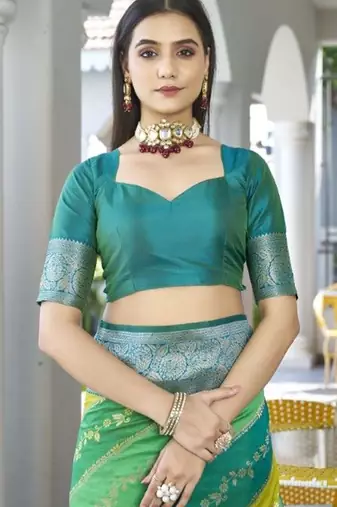 Leheriya Woven Design Zari Border Banarasi Silk Saree