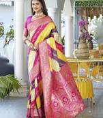 Leheriya Woven Design Zari Border Banarasi Silk Saree