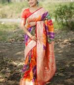 Leheriya Woven Design Zari Border Banarasi Silk Saree