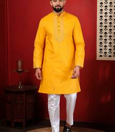 Yellow embroidered kurta payjama