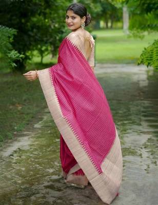 Checked Tussar Saree 2