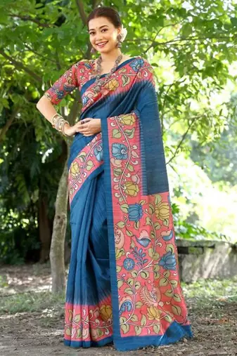 Floral Silk Cotton Tussar Saree