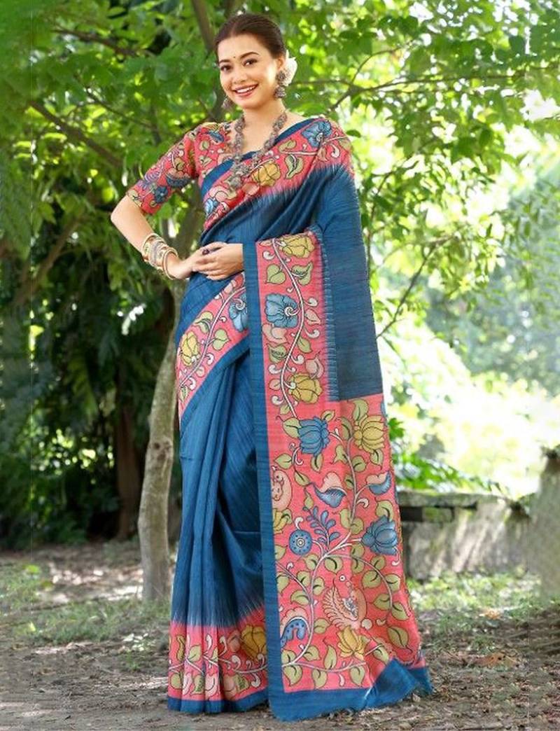 Floral Silk Cotton Tussar Saree