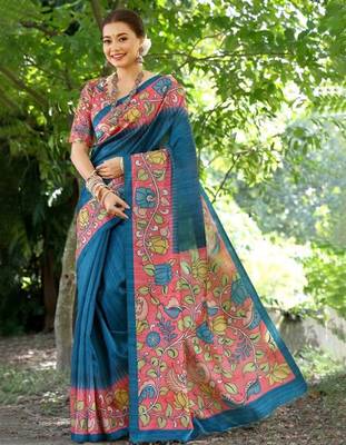 Floral Silk Cotton Tussar Saree 2