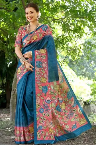 Floral Silk Cotton Tussar Saree