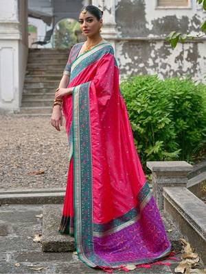 Ethinic Moftis Woven Design Zari Banarasi Silk Saree 2