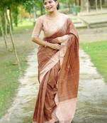 Checked Tussar Saree