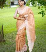 Stylish Checked Patterns Printed Tussar Silk Saree