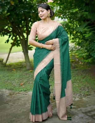 Checked Tussar Saree 1