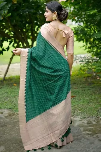 Checked Tussar Saree