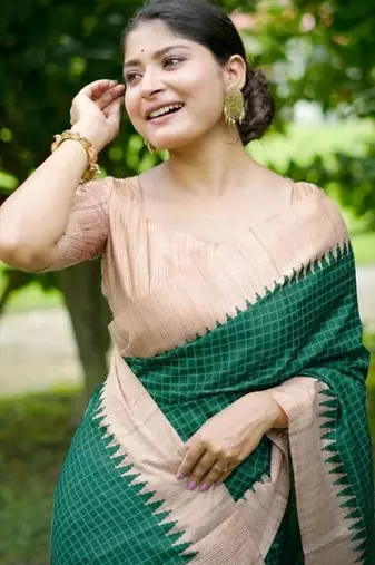 Checked Tussar Saree