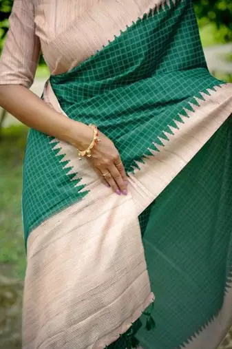 Checked Tussar Saree