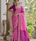 Ethnic Motifs Woven Design Zari Ikkat Silk Sarees
