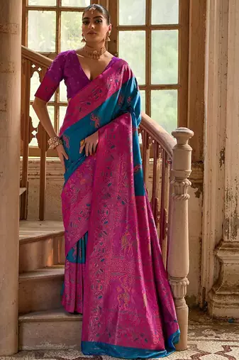 Ethnic Motifs Woven Design Zari Banarasi Saree