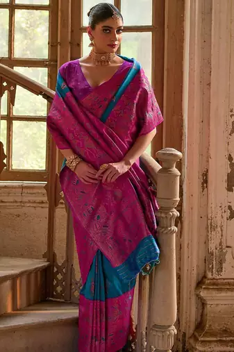 Ethnic Motifs Woven Design Zari Banarasi Saree