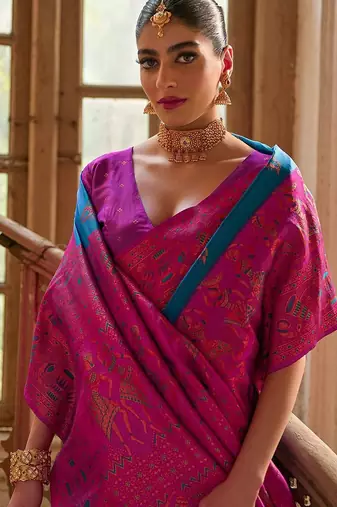 Ethnic Motifs Woven Design Zari Banarasi Saree