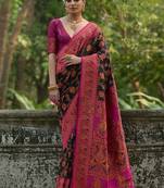 Sangria Black Woven Design Zari Pashmina Saree