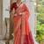 Coral Orange Ethnic Motifs Woven Design Zari Ikkat Silk Sarees