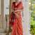 Coral Orange Ethnic Motifs Woven Design Zari Ikkat Silk Sarees