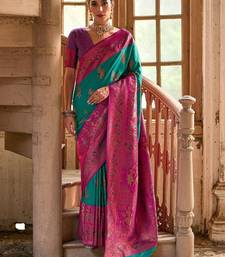 Foxtons Rama Ethnic Motifs Woven Design Zari Banarasi Silk Sarees