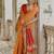Fire Mustard Ethnic Motifs Woven Design Zari Ikkat Silk Sarees