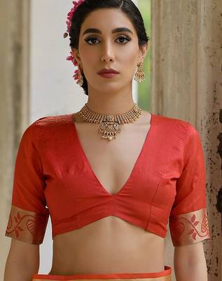 Fire Mustard Ethnic Motifs Woven Design Zari Ikkat Silk Sarees 6