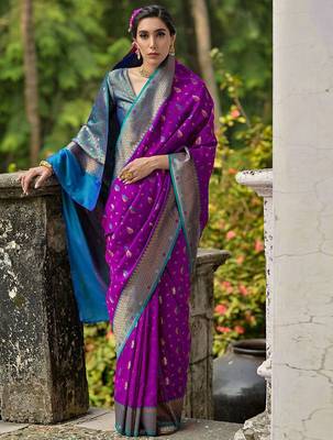 Ethnic Motifs Woven Design Zari Saree 3