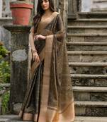 Tortilla Coffee Woven Design Linen Silk Zari Butti Weaves Saree