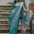 Sky Rama Woven Design Linen Silk Zari Butti Weaves Saree