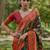 Burnt Green Ethnic Motifs Woven Design Zari Pashmina Silk Sarees