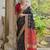 Jet Black Ethnic Motifs Woven Design Zari Ikkat Silk Saree
