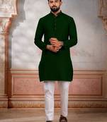 Green woven fancy kurta payjama for men