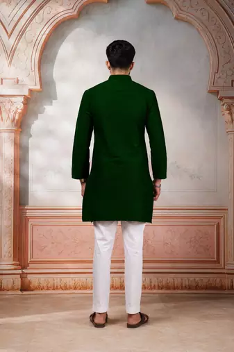 Green woven fancy kurta payjama for men