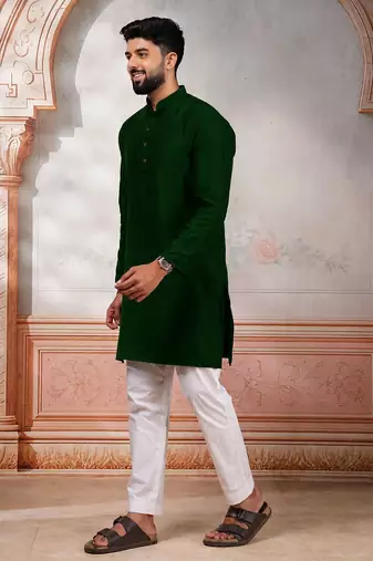 Green woven fancy kurta payjama for men
