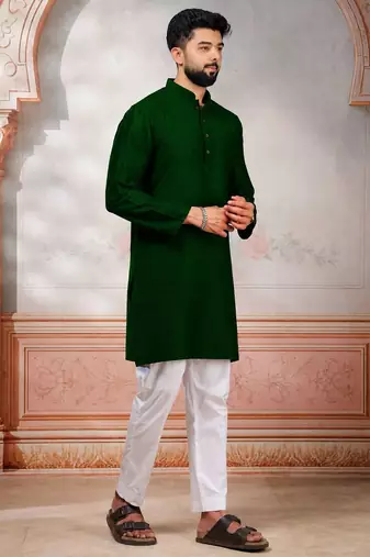 Green woven fancy kurta payjama for men