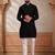 Black woven fancy kurta payjama for men