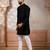 Black woven fancy kurta payjama for men