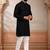 Black woven fancy kurta payjama for men