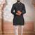 Grey woven fancy kurta payjama for men