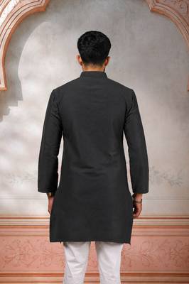 Grey woven fancy kurta payjama for men 2