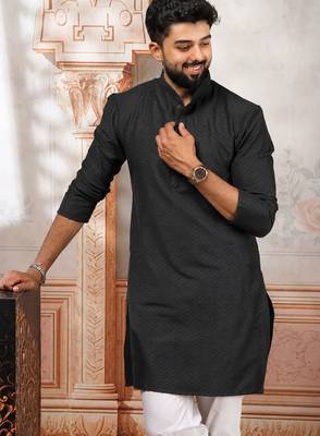 Grey woven fancy kurta payjama for men 3