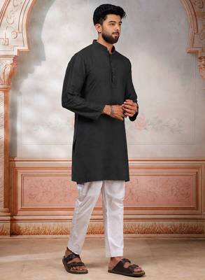 Grey woven fancy kurta payjama for men 5