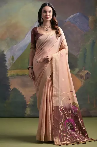 Woven Design Zari Pure Cotton Muga Saree