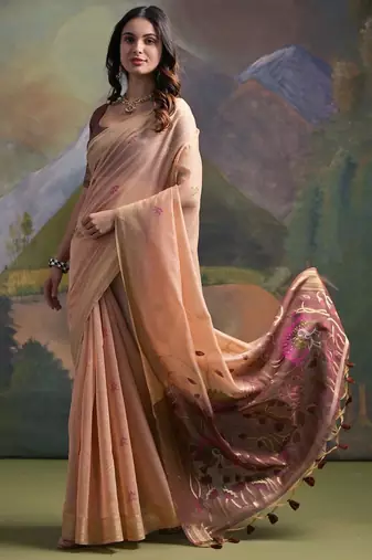 Woven Design Zari Pure Cotton Muga Saree