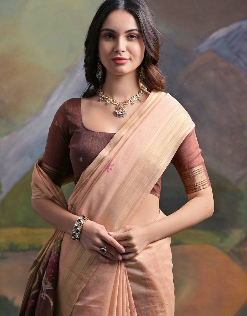 Woven Design Zari Pure Cotton Muga Saree